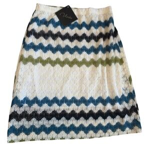 Boho Lace Overlay Skirt Multicolor Striped Elastic Waist 2X NWT Urim USA Crochet